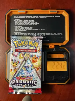 22.42g VERY HEAVY Prismatic Evolutions Pokemon Sealed Booster Pack New - Image 1