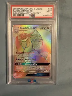 Pokemon Salamence GX Dragon Majesty Holo 73/70 Rainbow Secret Rare PSA 9 Mint - Image 1