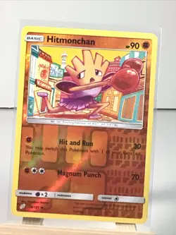 REVERSE HOLO Hitmonchan 74/181 NM - Team Up Pokemon Card - Tomokazu Komiya Art - Image 2