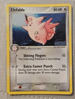 2005 Pokemon EX Unseen Forces Clefable Reverse Holo #36/115 - Image 1