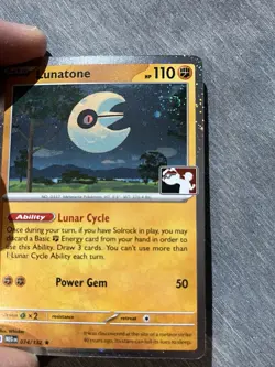 Lunatone 074/132 Holo Swirl! Pokemon Prize Pack Series 8 Promo Pokemon Card NM - Image 2