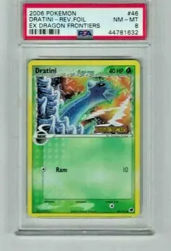 2006 Vintage Pokemon Dratini Reverse Foil Ex Dragon Frontiers 46/101 PSA 8 - Image 1