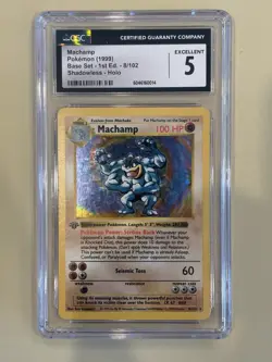 Pokemon Machamp Shadowless 1st Edition Base Set - 1999 CGC 5 Excellent - Image 1