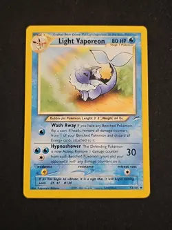 Pokemon TCG Light Vaporeon Neo Destiny Card 52/105 Unlimited Uncommon, LP - Image 1