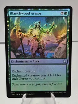 Blanchwood Armor - 213 - Foil - FDN - NM - MTG Magic the Gathering - Image 1