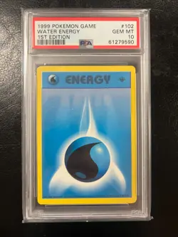 1999 Pokemon Water Energy 1st Edition Shadowless 102/102 Base Set - PSA 10 - Image 1