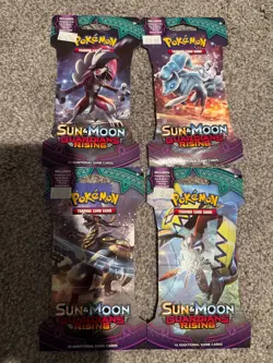 Pokemon 4x Sun & Moon Guardians Rising Blister Booster Pack SEALED 2017 All Arts - Image 1