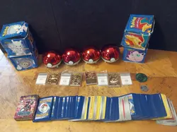 Pokemon Ball In 24K Gold Card Lot And Bulk Pokemon Cards And Mystery Pack - Image 1