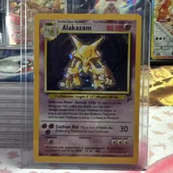 Pokemon Alakazam Base Set 2 Holo Rare Stage 2 80 HP 001/130 TCG Card English - Image 1