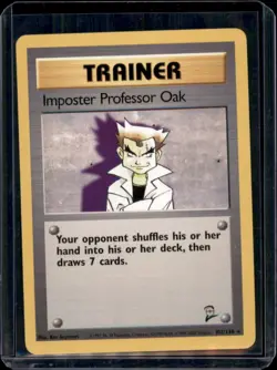 Imposter Professor Oak 102/130 - Base Set 2 WOTC Pokemon Card LP - Image 1