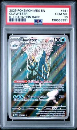 Clawitzer Illustration Rare Holo PSA 10 Gem - Pokemon Mega Evolution #141/132 - Image 1