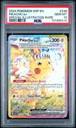 2024 POKEMON SSP EN-SURGING SPARKS SPECIAL ILLUSTRATION RARE PIKACHU EX PSA 10 - Image 1