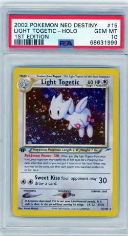 2002 Pokemon Light Togetic Neo Destiny 1st Edition Holo Rare #15 PSA 10 Gem Mint - Image 1