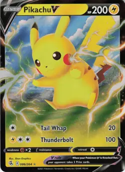 Pikachu V 086/264 Ultra Rare Holo SWSH08: Fusion Strike NM Pokemon - Image 1