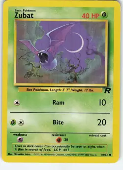 Zubat 70/82 Team Rocket Common Unlimited LP/MP Pokemon TCG - Image 1