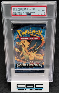 2016 Pokemon Evolutions Mega Charizard Y Foil Pack PSA 8 NM MT Sealed Booster - Image 1