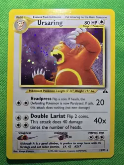 2001 POKEMON TCG NEO DISCOVERY 15/75 URSARING UNLIMITED HOLO RARE NEAR MINT - Image 1