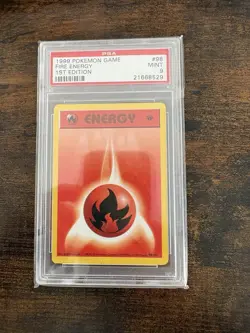 Pokemon Card Fire Energy/ Bill / Pokemon Center Base Set 1st Edition Near Mint - Image 1