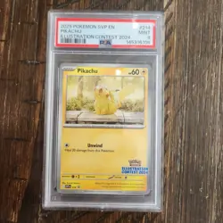 2025 POKEMON SVP EN-SV BLACK STAR PROMO ILLUSTRATION CONTEST 2024 PIKACHU PSA 9 - Image 1