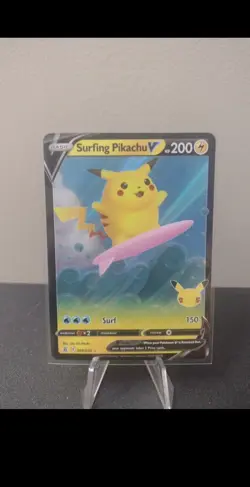 Pokemon TCG Surfing Pikachu V Celebrations 008/025 Holo Ultra Rare MINT - Image 1