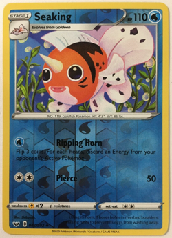 POKEMON SEAKING 047/202 SWORD & SHIELD UNCOMMON REVERSE HOLO NEAR MINT - Image 1