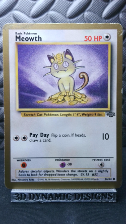 | Pokemon Meowth - 56/64 VINTAGE Jungle Gold Bordered Promo HP 🔥 | - Image 1