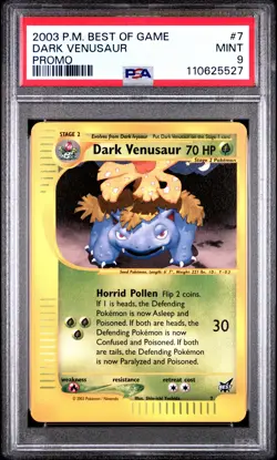 2003 POKEMON BEST OF GAME PROMO #7 DARK VENUSAUR PSA 9 - Image 1