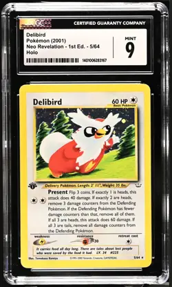 2001 Pokemon Delibird 5 Neo Revelation 1st Edition Holo CGC 9 - Image 1