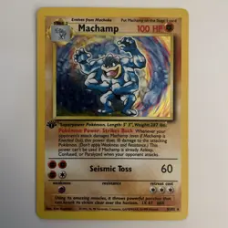 Pokemon TCG Machamp 1st Edition Holo Rare Card Base Set 8/102 - Image 1