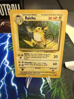 Pokemon TCG Raichu Base Set Holo Rare Card 14/102 - Image 1