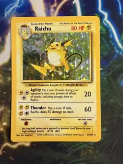 Pokemon TCG Raichu Base Set Holo Rare Card 14/102 - Image 3