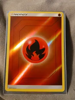 Fire Energy Holo Foil 2019 Sun & Moon Hidden Fates Pokemon Card TCG Near Mint - Image 1