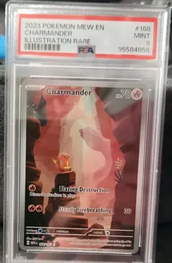 2023 Pokemon Mew En Charmander Illustration Rare Card #168 PSA 9 Mint - Image 3