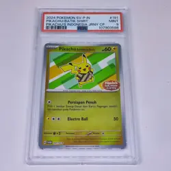 2024 Pokemon IDN Indonesia PIKACHU Batik #191/SV-P Promo Reverse Foil PSA 9!! - Image 1