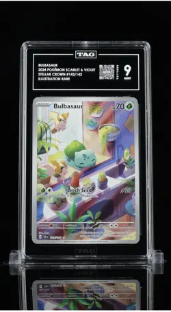 Pokemon TCG Bulbasaur 143/142 Sv07 Stellar Crown Illustration Rare Holo TAG 9 - Image 1