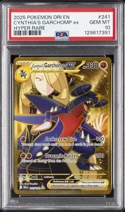 2025 POKEMON DRI EN-DESTINED RIVALS HYPER RARE #241 CYNTHIA'S GARCHOMP EX PSA 10 - Image 1