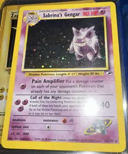 2000 Pokemon Gym Heroes Sabrina’s Gengar 14/132 Holo Foil Rare - Image 3