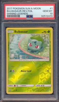2017 POKEMON SHINING LEGENDS BULBASAUR #1 REVERSE FOIL PSA 10! - Image 1