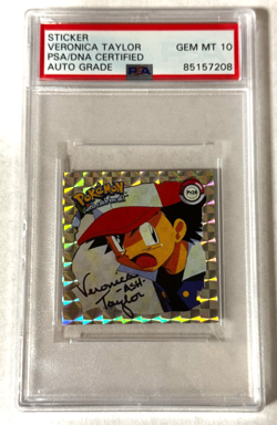Veronica Taylor -Ash- PSA 10 Auto 1999 Artbox Pokemon Stickers Prism #PR20 - Image 1