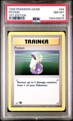 PSA 8 - Potion 1st Edition Base Shadowless - NM - 094/102 - Pokemon - Image 1