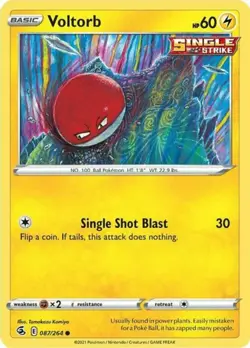 x4 Voltorb - 087/264 - Common - Reverse Holo Pokemon SS08 Fusion Strike M/NM - Image 1