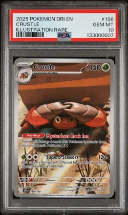 2025 POKEMON DRI EN-DESTINED RIVALS ILLUSTRATION RARE #186 CRUSTLE PSA 10 - Image 1