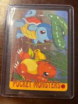 Vintage Japanese Pokemon Pocket Monsters Double-Sided Prism Card – Charmander & - Image 1
