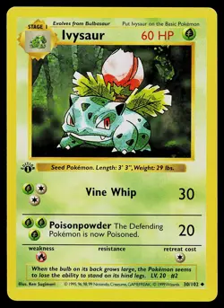 Pokemon Card - Ivysaur Base Set (Shadowless) 30/102 Uncommon 1st Edition - Image 1