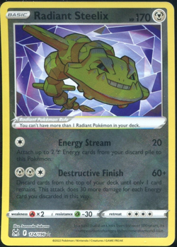 Radiant Steelix 124/196 - Lost Origin - Pokemon Card - Near Mint NM - Image 1