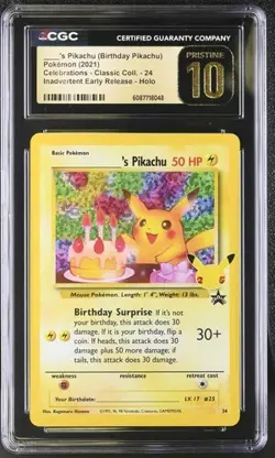 PRISTINE CGC 10 BIRTHDAY PIAKCHU 24 CELEBRATIONS CLASSIC COLLECTION POKEMON - Image 1