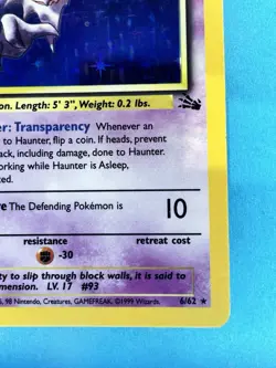 Haunter Holo 6/62 Fossil Set Unlimited Rare Pokemon Card WOTC 1999 - Image 5