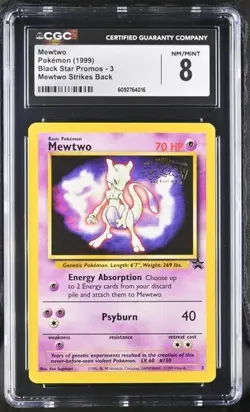 CGC 8 MEWTWO 3 CGC 7 PIKACHU 4 BLACK STAR PROMO MEW2 STRIKES BACK MOVIE POKEMON - Image 2