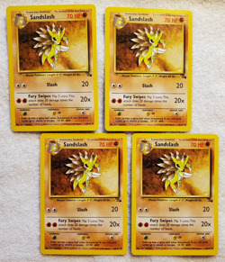 Sandslash 41/62 [U-Reg] English Fossil [lot of 4] Pokemon 1999 TCG vtg - NM - Image 1