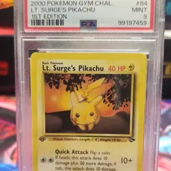 Pokemon Gym Challenge Lt. Surge's Pikachu 84/132 1st Edition PSA 9 2000 - Image 1